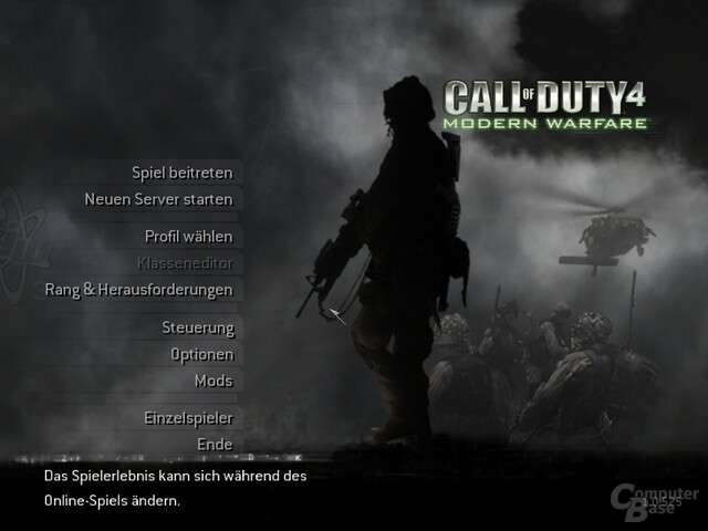 CoD 4 – Multiplayer-Startscreen