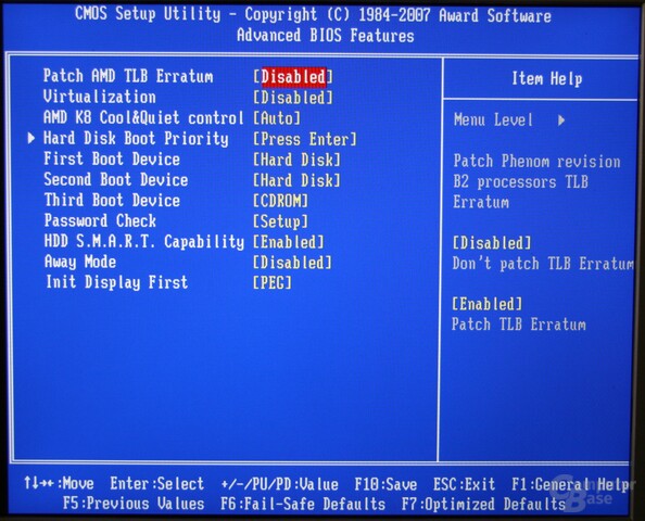 BIOS-Einstellung zum TLB-Patch