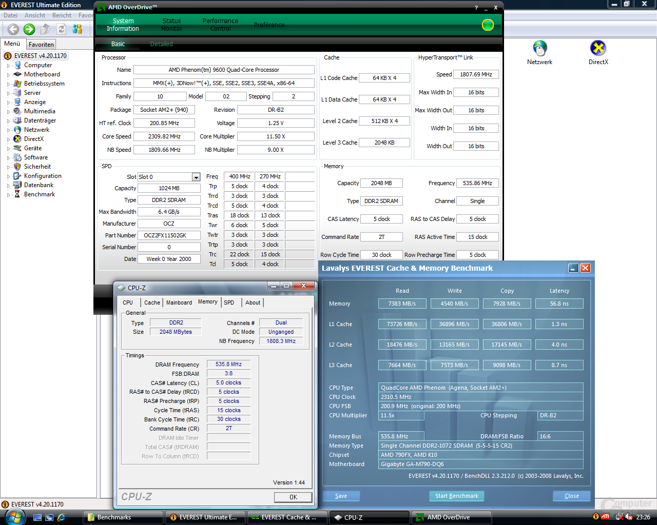 Phenom 9600 im Unganged-Modus inklusive Everest-Benchmark