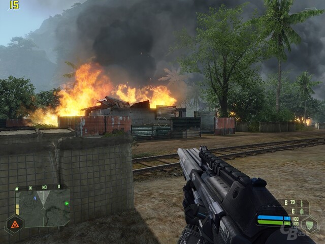 Auch ohne AA und bei Details „Mittel“ lief Crysis manchmal an der Grenze der Spielbarkeit