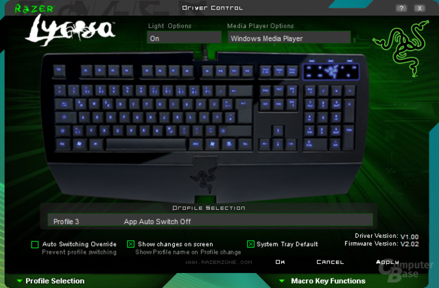 Treiber-Software der Razer Lycosa