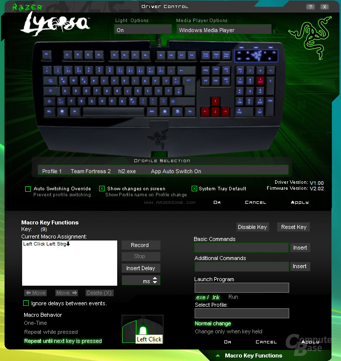 Treiber-Software der Razer Lycosa