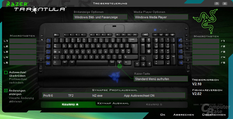 Treiber-Software der Razer Tarantula