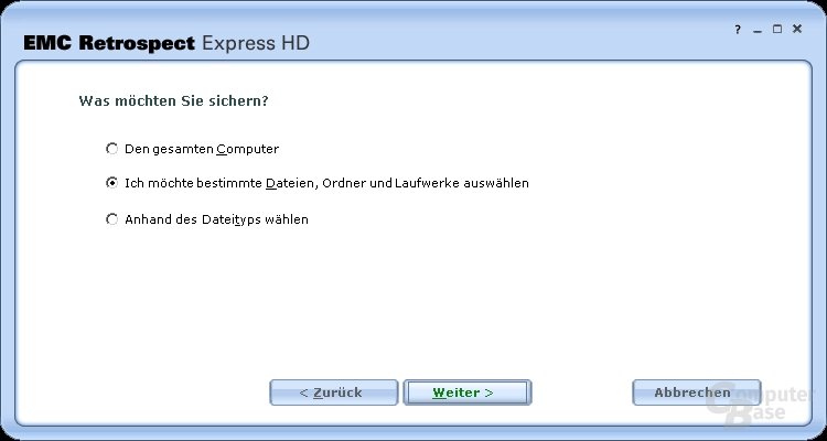 Auswahl der Dateien