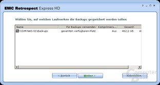 Auswahl des Ziel-Laufwerks