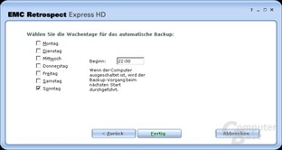 Auswahl der Backup-Wiederholung