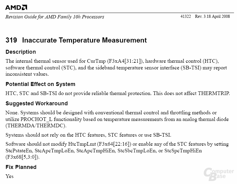 Errata 319 der AMD Phenom