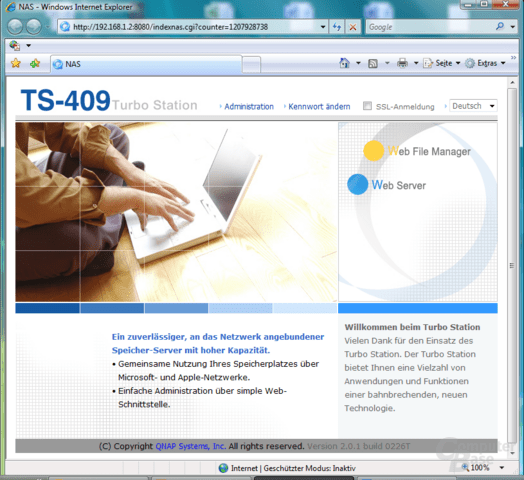 QNAP TS-409 Pro – Web-Interface