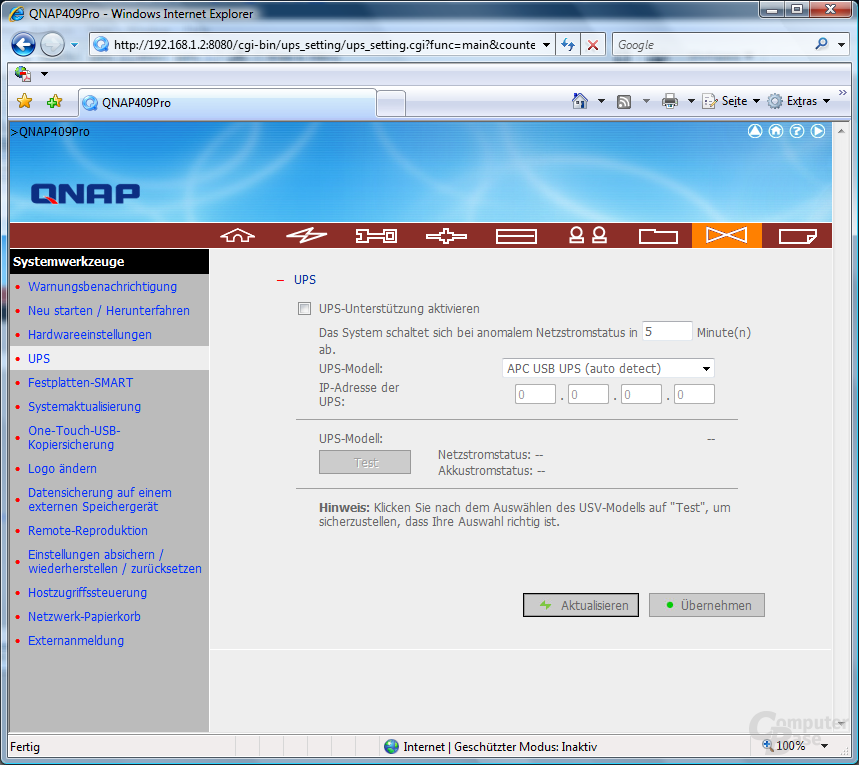 QNAP TS-409 Pro – Web-Interface