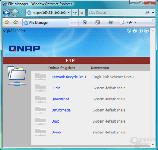 QNAP TS-409 Pro – Web-Dateimanager