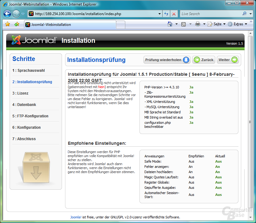 QNAP TS-409 Pro – Webserver – Joomla CMS