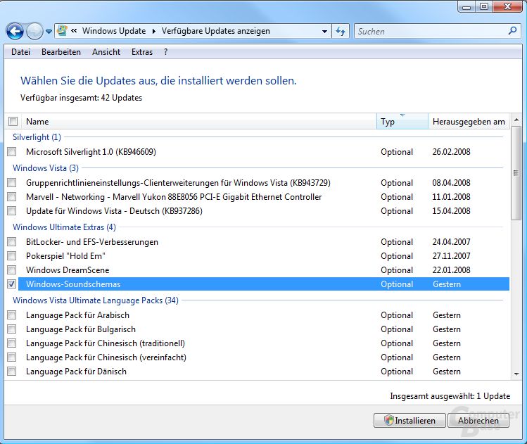 Neue Extras für Windows Vista Ultimate