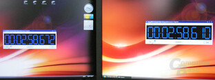 Messung Input-Lag (links: Samsung SyncMaster 226BW, rechts: Dell UltraSharp 2408WFP)