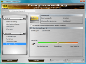 S3 Chrome 400 Treibermenü