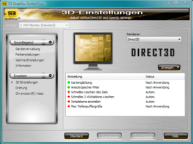 S3 Chrome 400 Treibermenü