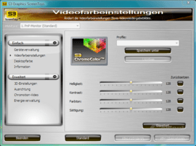 S3 Chrome 400 Treibermenü