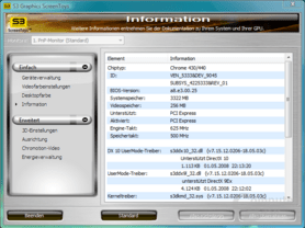 S3 Chrome 400 Treibermenü