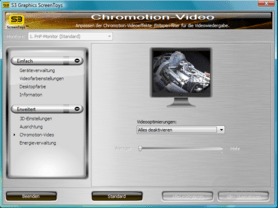 S3 Chrome 400 Treibermenü