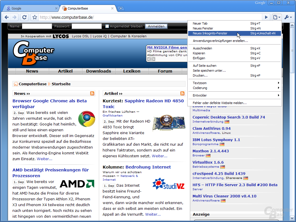 Google Chrome – Aktuelle Seite bearbeiten