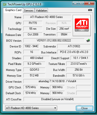 GPU-Z Radeon HD 4830