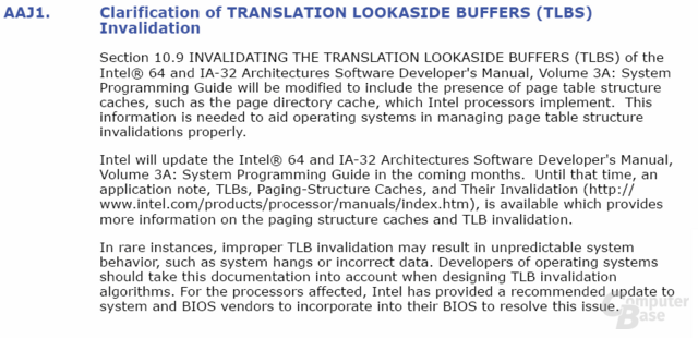 Separate Erklräung zum Errata AAJ1 vom Core i7