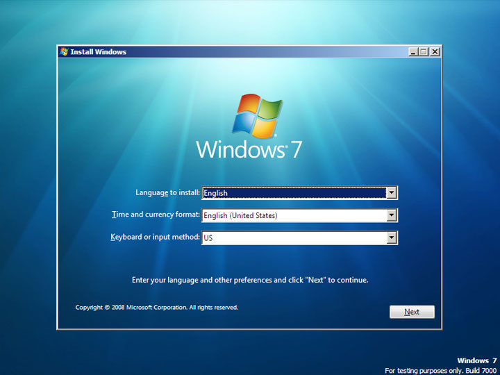 Windows 7 Beta Build 7000