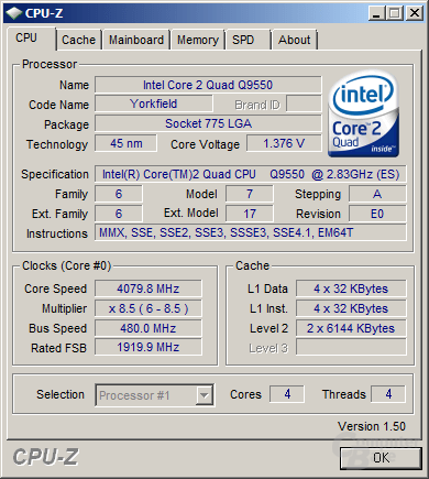 Q9550s bei sehr guten 4,08 GHz