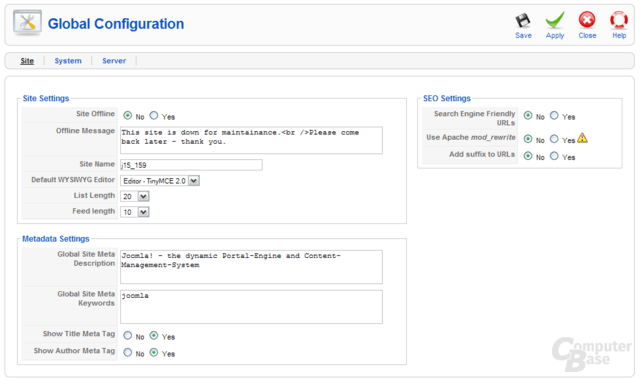 Global Configuration – Site Settings