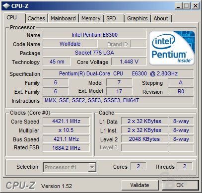 Pentium E6300 deutlich übertaktet