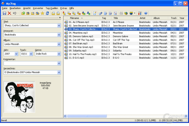 Mp3tag Hauptfenster in der Standardansicht