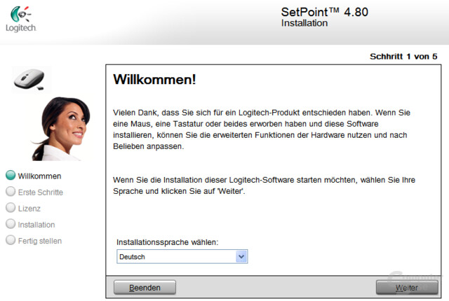 Logitech SetPoint Installation - Willkommen