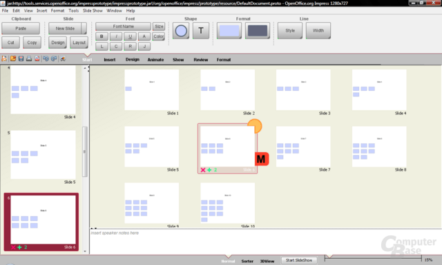 Renaissance-Test OpenOffice.org - Ansicht