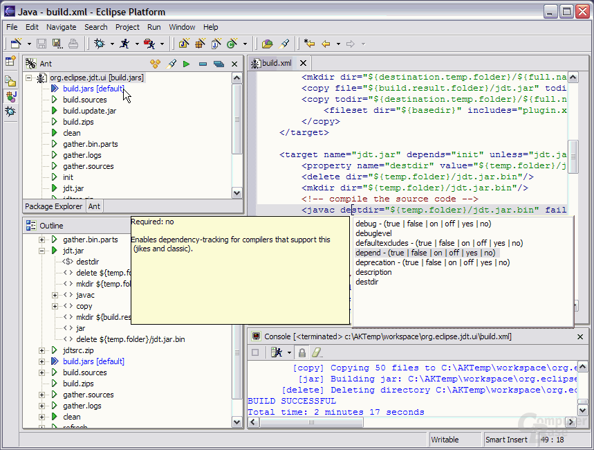 ANT buildfiles on Windows XP