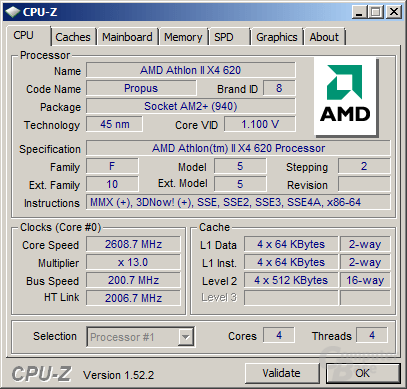 Athlon II X4 620 bei 1,1 Volt