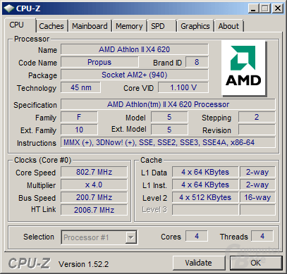 Athlon II X4 620 im Idle
