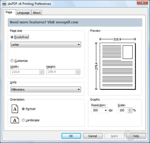 Page Properties window