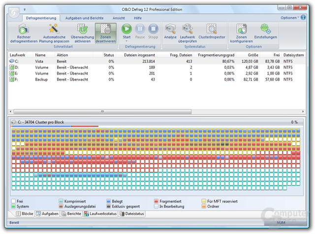 Startseite von O&O Defrag 12