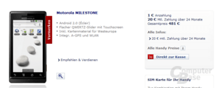 Motorola Milestone im O2-Shop