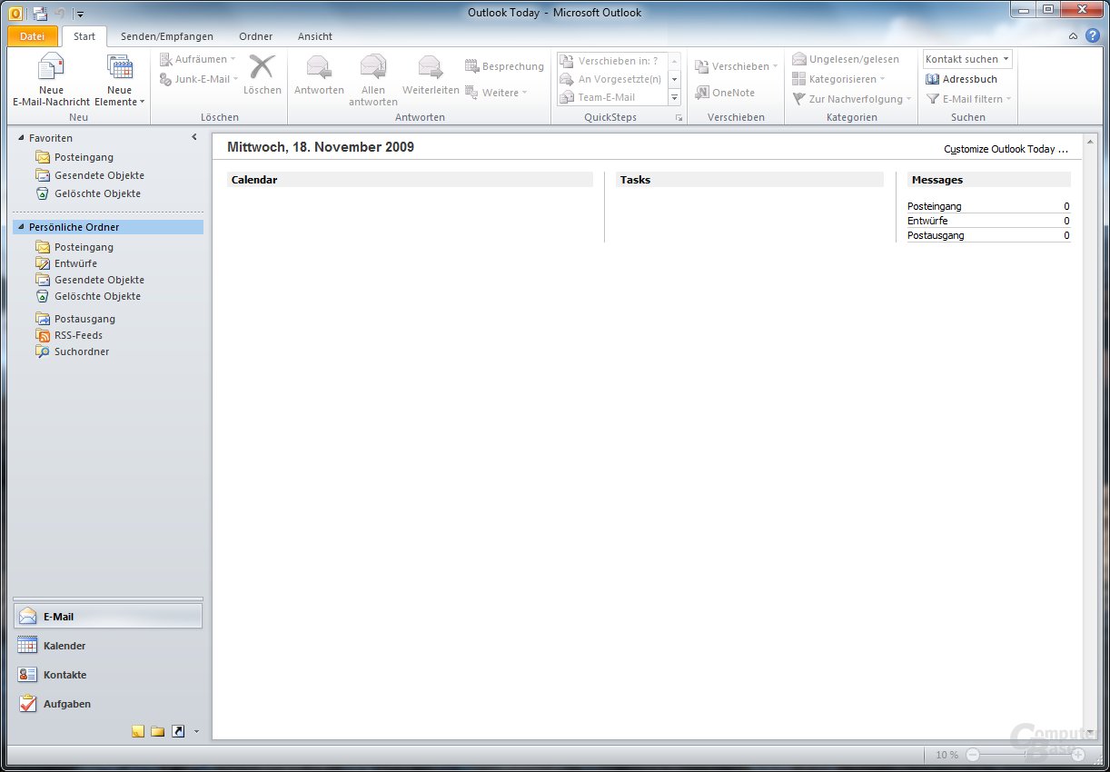 Outlook 2010 – Outlook Today