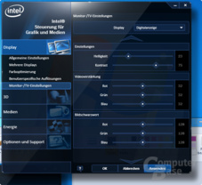 Intel Clarkdale – das Grafikmenü
