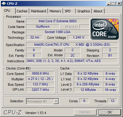 Intel Core i7-980X mit aktiviertem Turbo