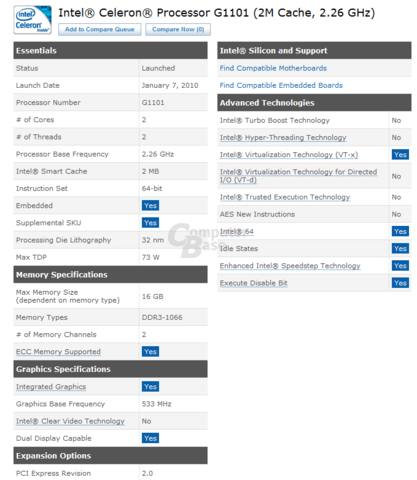 Intel Celeron G1101 Intel Celeron G1101