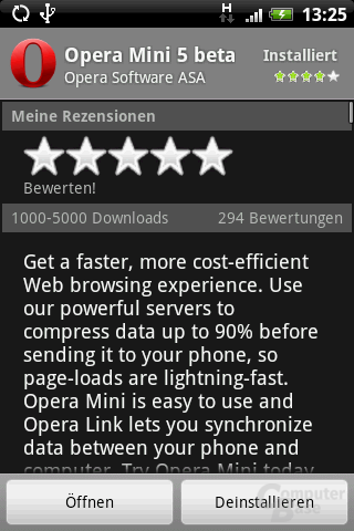 Opera Mini 5 im Android Market