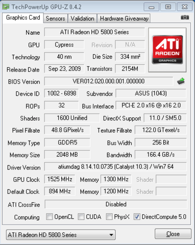ASUS Radeon HD 5870 Matrix GPU: 1525 MHz !!! 1
