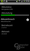 Akkustatus nach zirka 4 Stunden GPS-Aufzeichnung