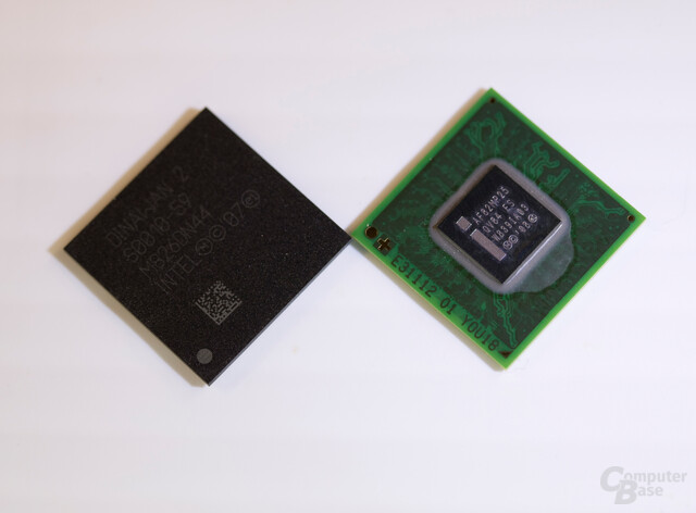 Intel Atom Z600 (rechts) und Platform Controller Hub