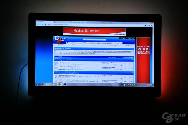 Intel WiDi – Startseite des ComputerBase-Forum auf dem TV