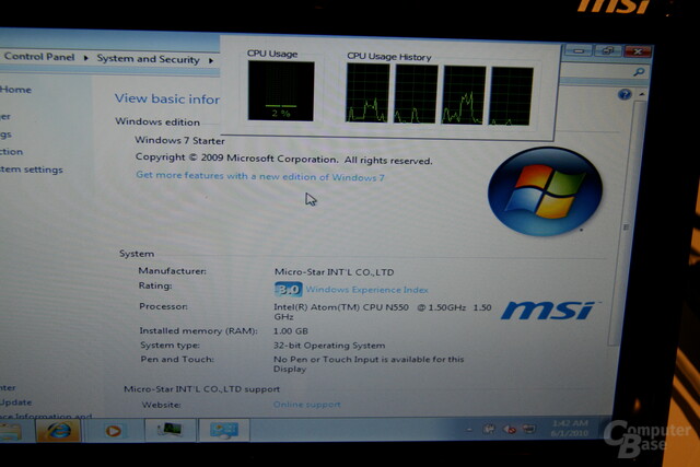 Intel Atom N550 mit zwei Kernen und vier Threads