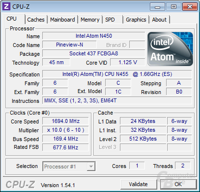 CPU-Z-Shot des neuen Atom N455