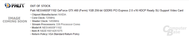 Palit mit übertakteter GeForce GTX 460 1 GByte